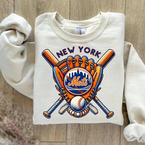 New York Vintage Baseball Sweatshirt | Vintage Style New York Baseball Crewneck - Picture 1 of 2